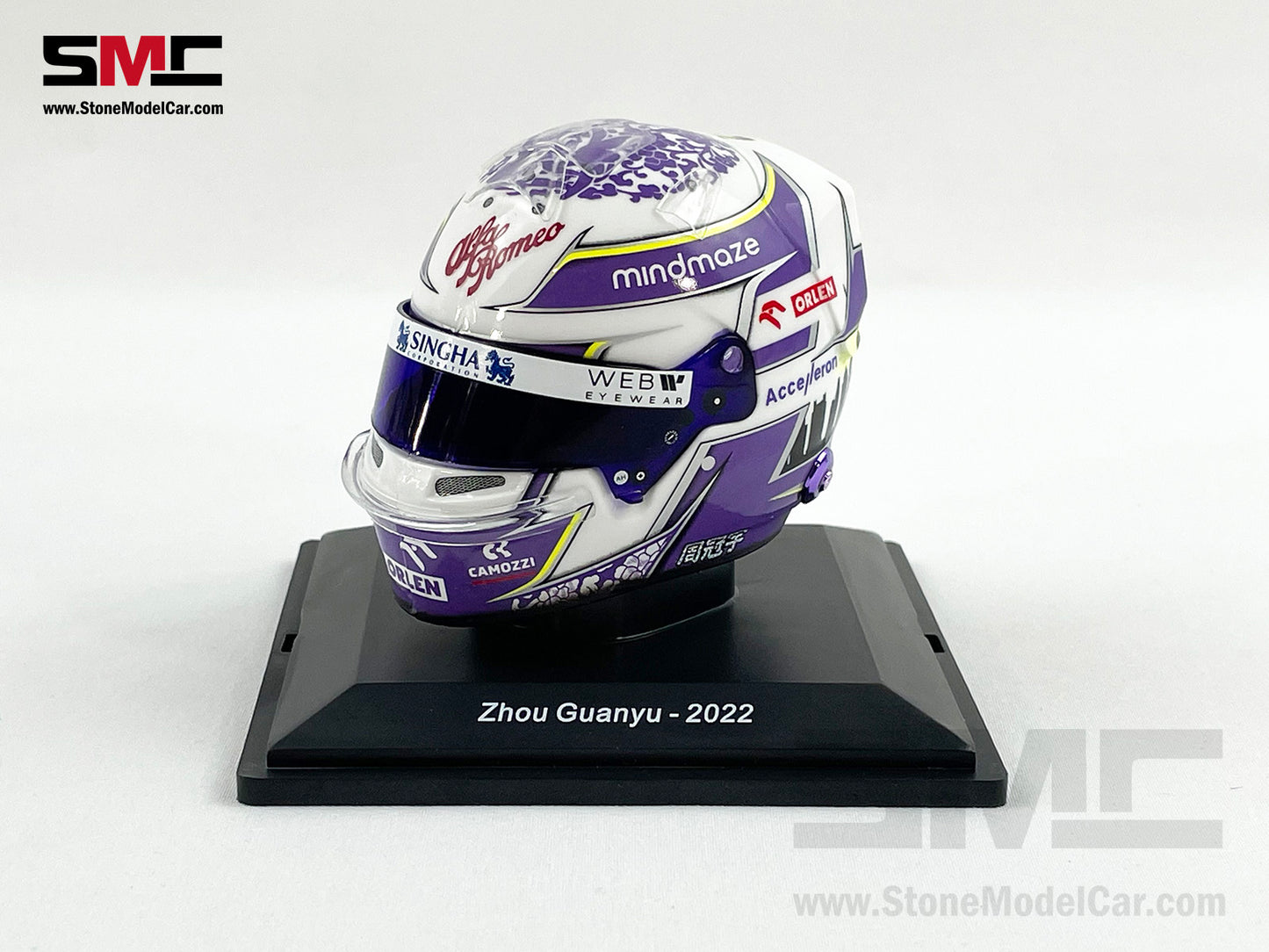 Alfa Romeo Sauber F1 C42 #24 Zhou Guanyu Bahrain GP 10th 1st Point 2022 Spark 1:5 Miniature Helmet