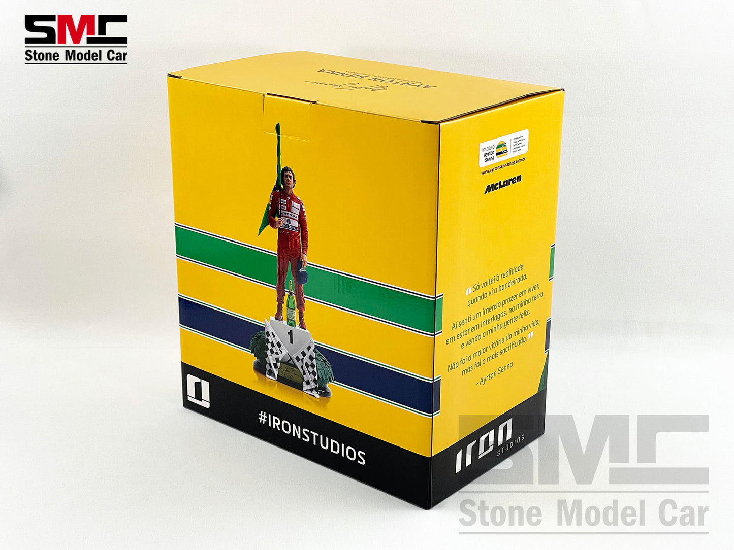 Mclaren F1 MP4/6 #1 Ayrton Senna Brazil GP 1991 World Champion Iron Studios 1:10 Figure with Marlboro Decal