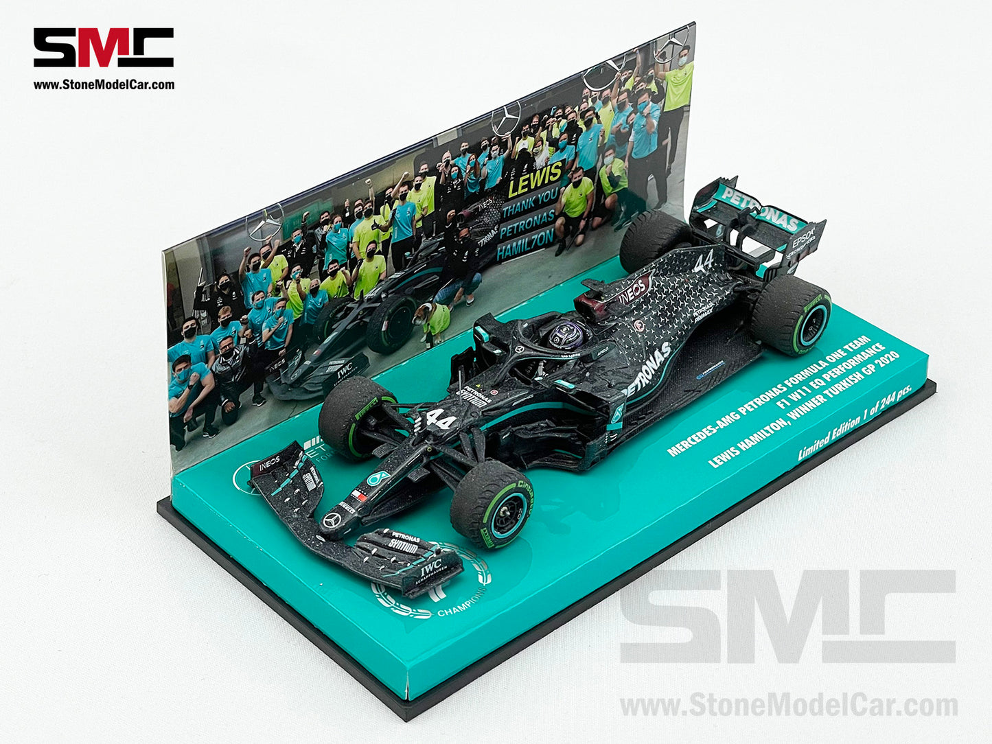 2020 7x World Champion Mercedes F1 W11 #44 Lewis Hamilton Turkey GP 1:43 MINICHAMPS Dirty Edition