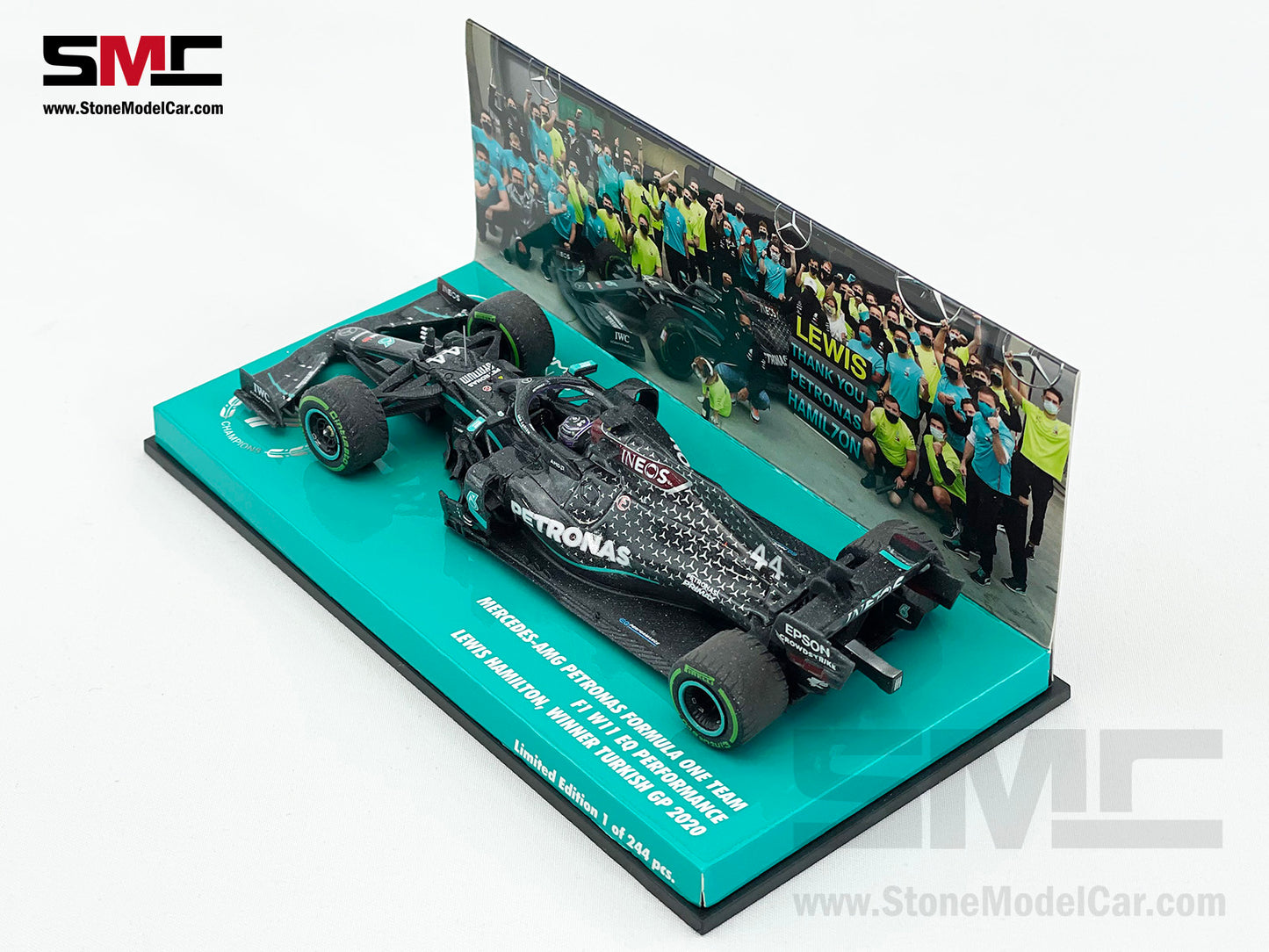 2020 7x World Champion Mercedes F1 W11 #44 Lewis Hamilton Turkey GP 1:43 MINICHAMPS Dirty Edition