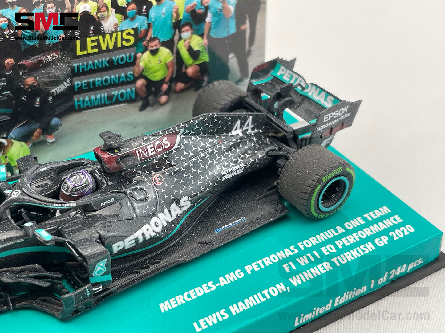 2020 7x World Champion Mercedes F1 W11 #44 Lewis Hamilton Turkey GP 1:43 MINICHAMPS Dirty Edition