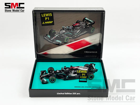 Mercedes F1 W12 Lewis Hamilton Russia 100th GP Win 2021 1:43 Minichamps Gift Box