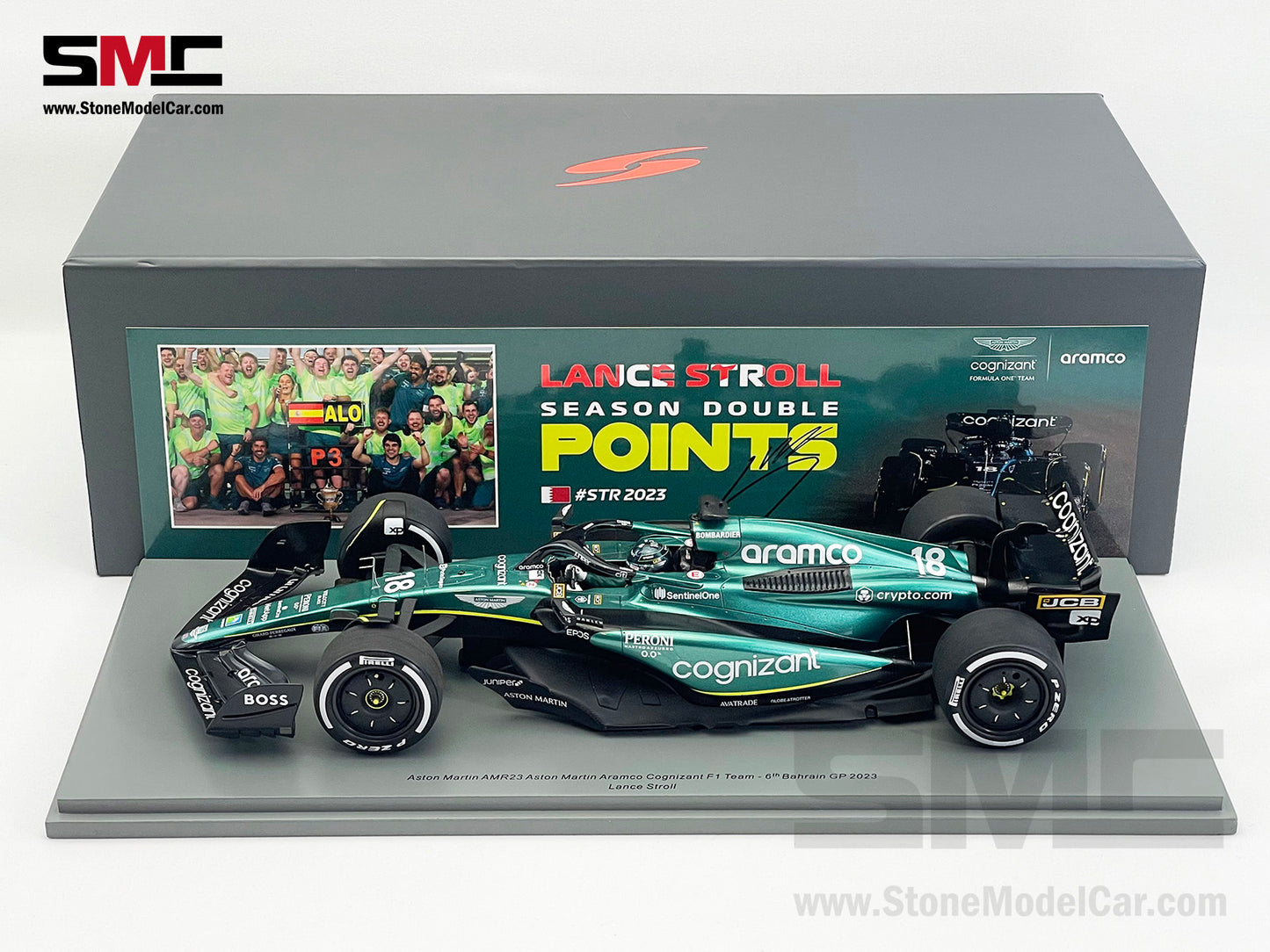 Aston Martin F1 AMR23 #18 Lance Stroll 6th Bahrain GP 2023 Spark 1:18 18S891