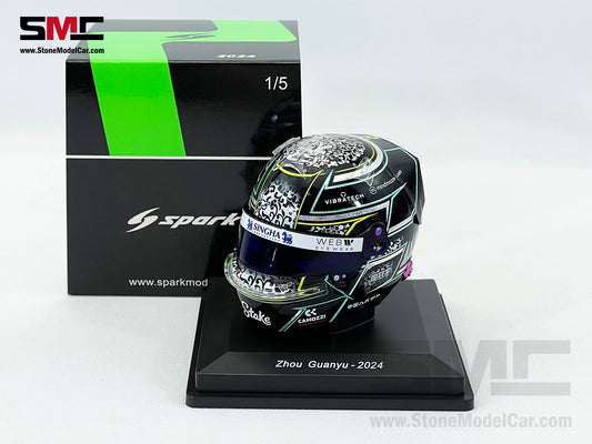 Stake KICK Sauber F1 C44 #24 Zhou Guanyu Year 2024 Spark 1:5 Miniature Helmet