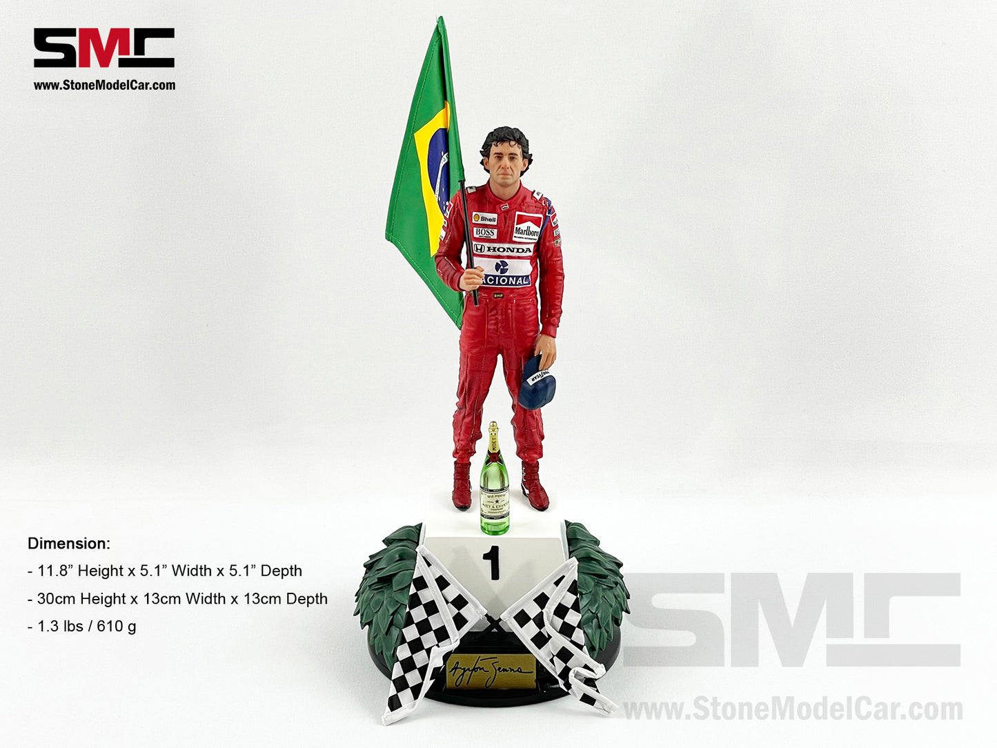 Mclaren F1 MP4/6 #1 Ayrton Senna Brazil GP 1991 World Champion Iron Studios 1:10 Figure with Marlboro Decal