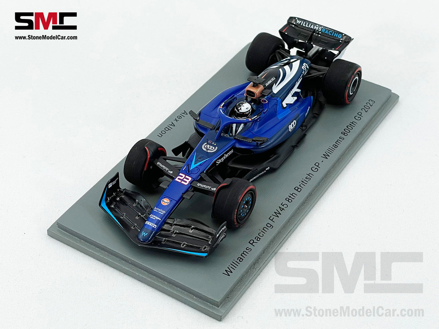 Williams F1 FW45 #23 Alexander Albon 8th British 2023 800th GP Special Livery 1:43 Spark S8588