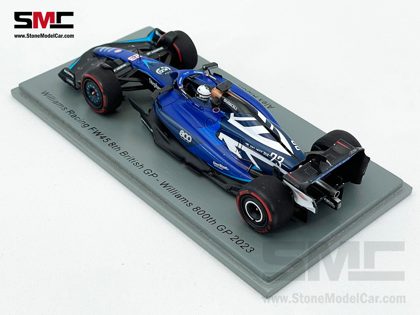 Williams F1 FW45 #23 Alexander Albon 8th British 2023 800th GP Special Livery 1:43 Spark S8588