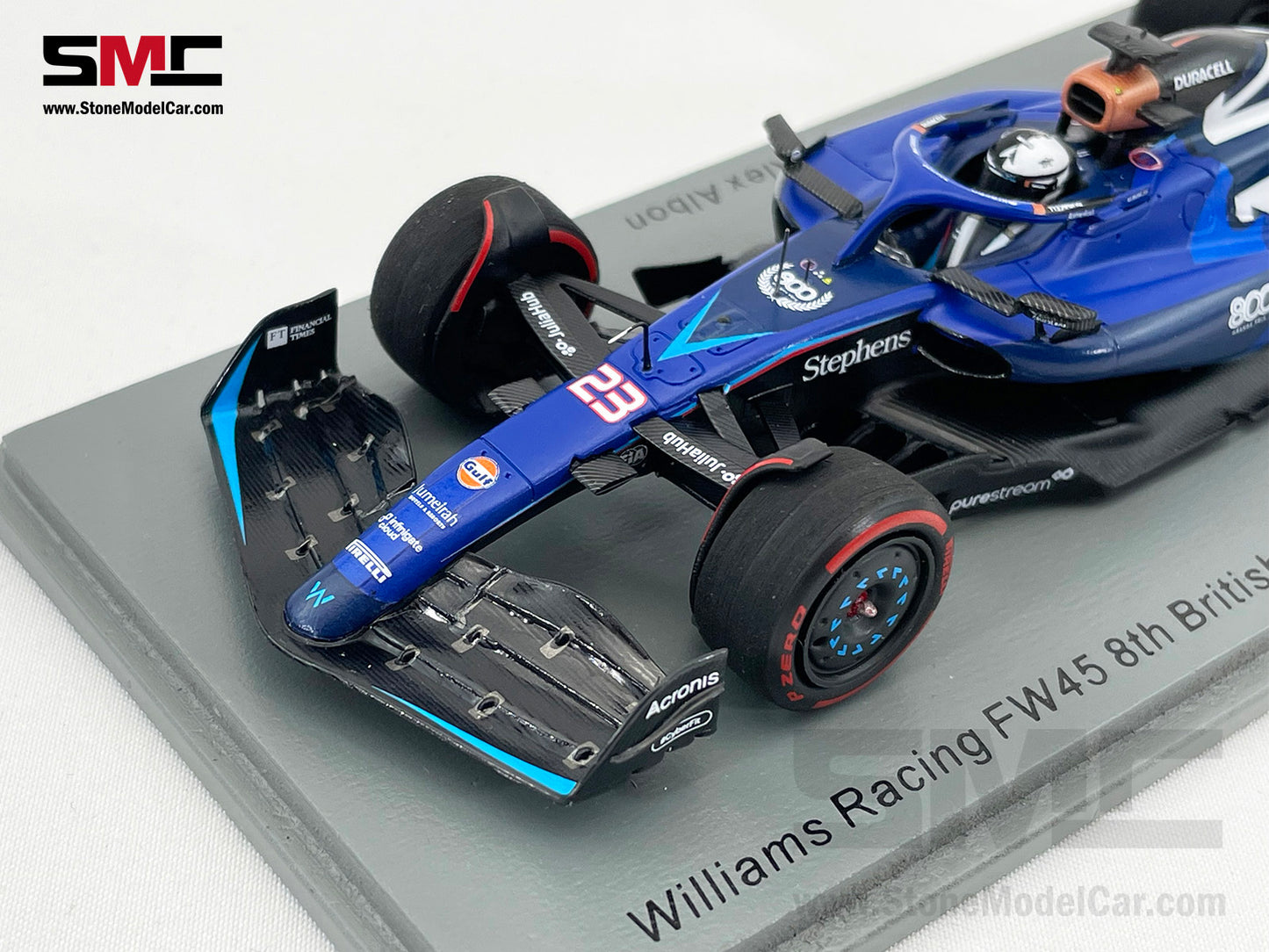 Williams F1 FW45 #23 Alexander Albon 8th British 2023 800th GP Special Livery 1:43 Spark S8588