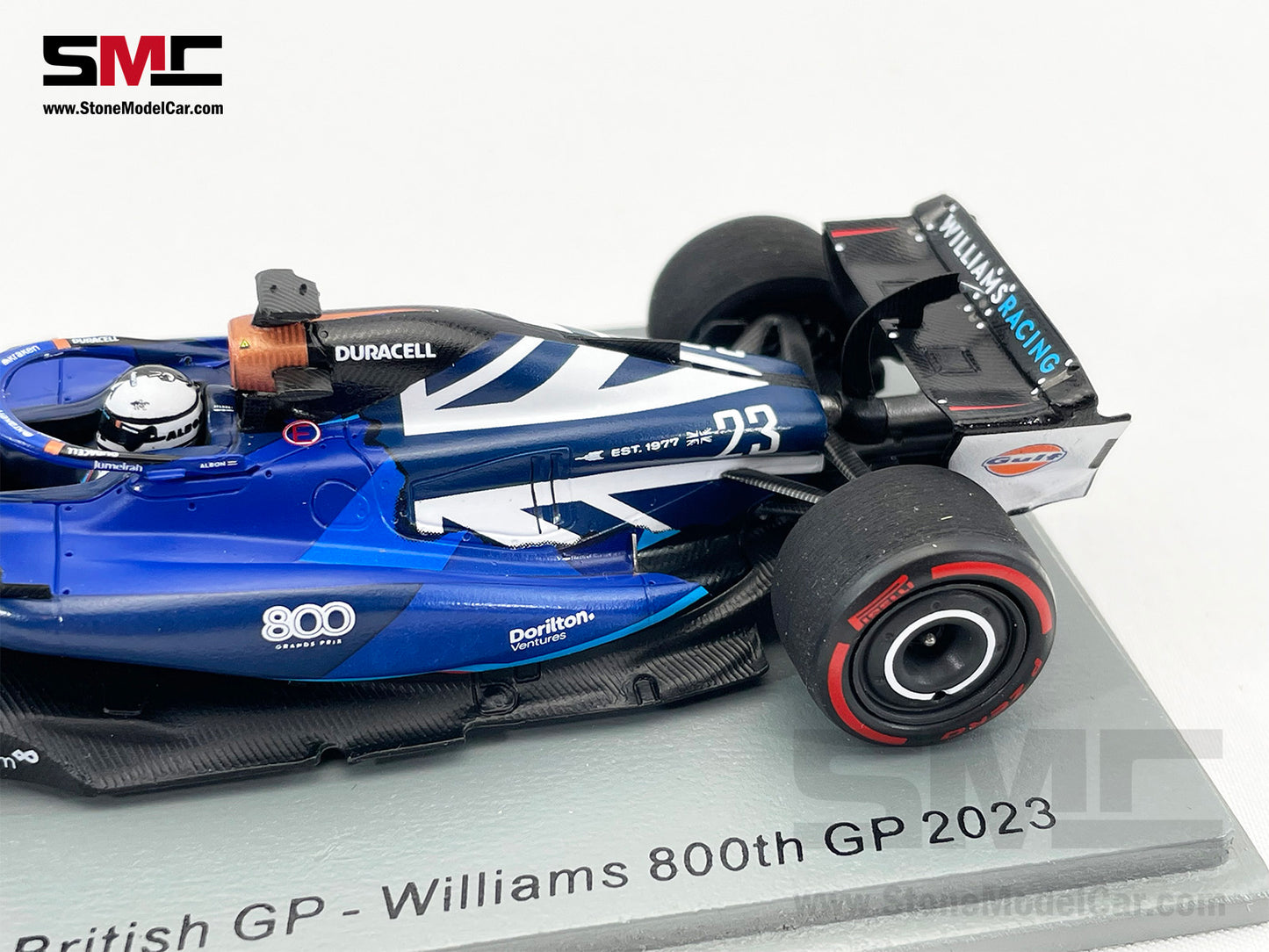 Williams F1 FW45 #23 Alexander Albon 8th British 2023 800th GP Special Livery 1:43 Spark S8588