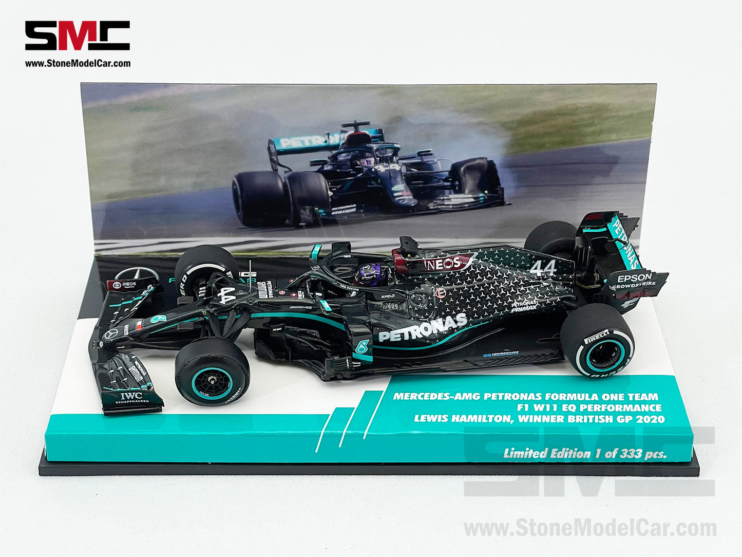 2020 7x World Champion Mercedes F1 W11 #44 Lewis Hamilton British GP 1:43 MINICHAMPS