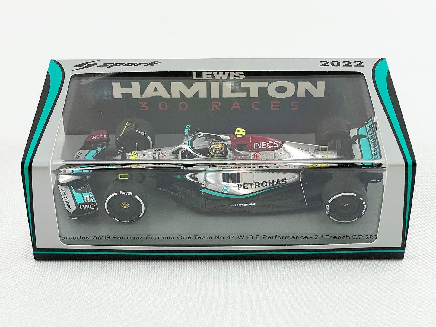 Mercedes F1 W13 #44 Lewis Hamilton French 2022 300th GP Race 1:43 Spark S8542