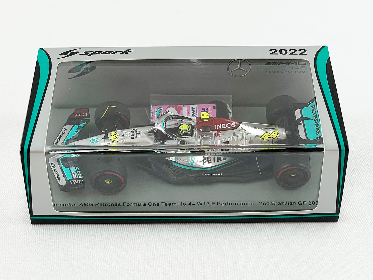 Mercedes F1 W13 #44 Lewis Hamilton Brazil GP 2nd 2022 1:43 Spark S8556 Pit Board