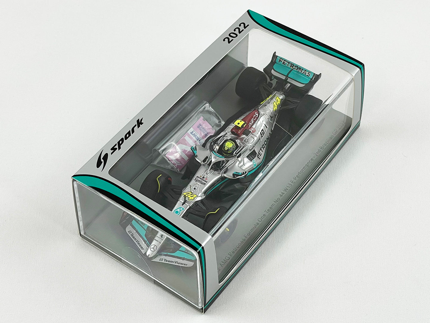 Mercedes F1 W13 #44 Lewis Hamilton Brazil GP 2nd 2022 1:43 Spark S8556 Pit Board