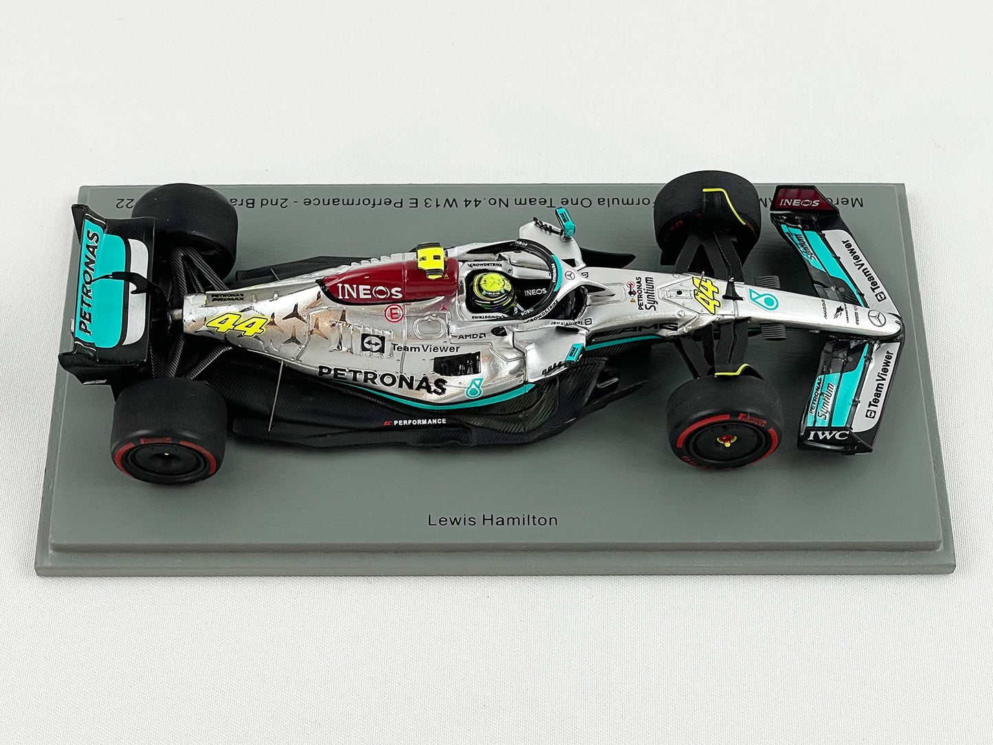 Mercedes F1 W13 #44 Lewis Hamilton Brazil GP 2nd 2022 1:43 Spark S8556 Pit Board