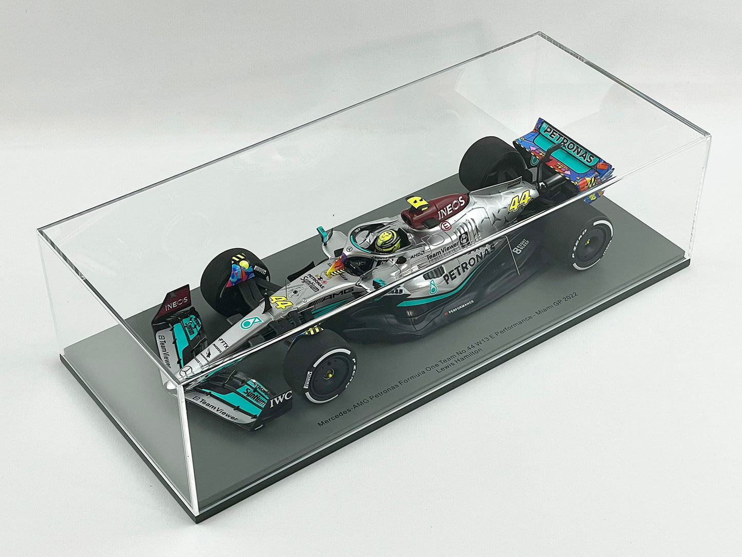 2022 Mercedes F1 W13 #44 Lewis Hamilton USA Miami GP Special Livery 1:18 Spark