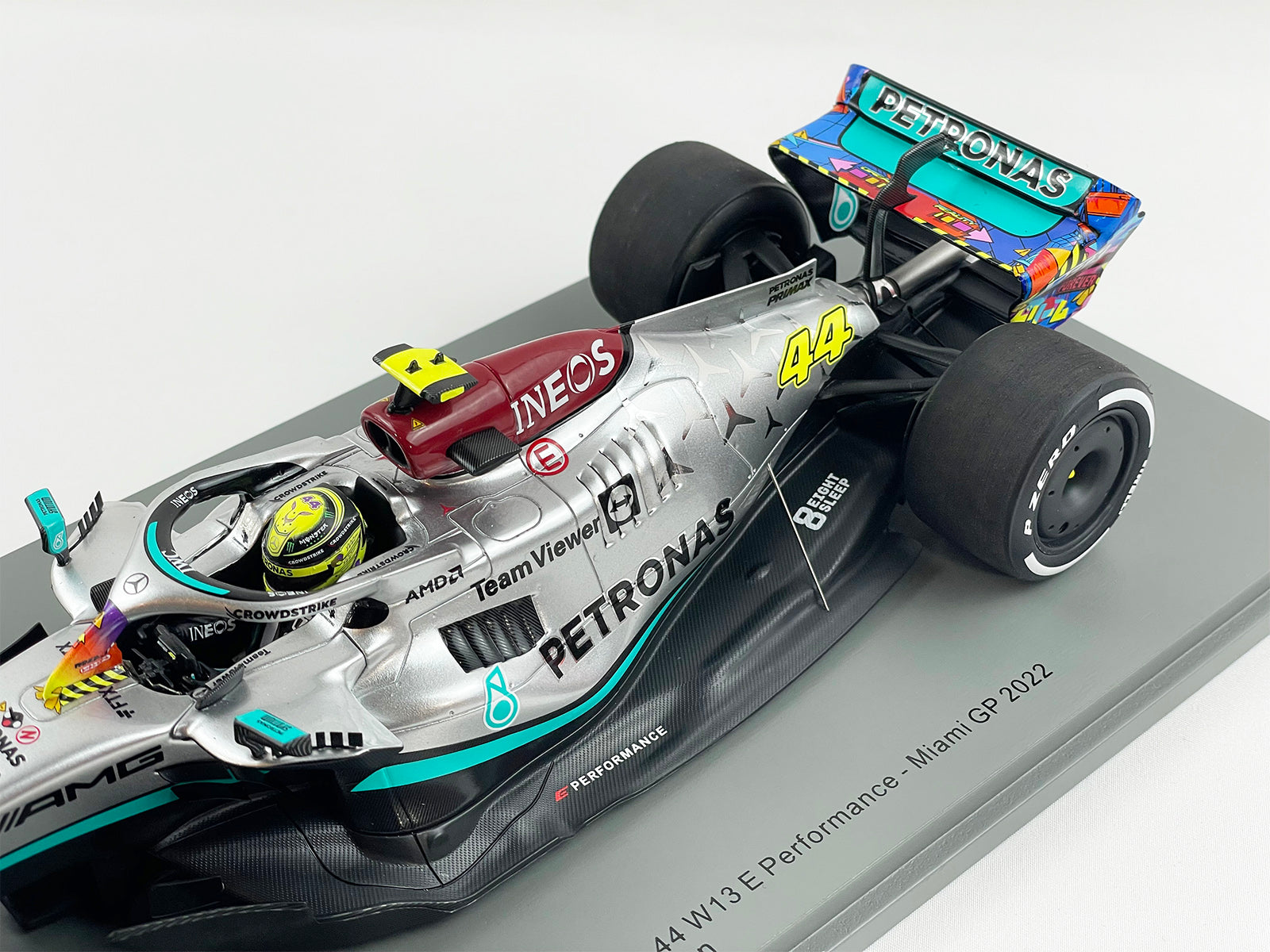 2022 Mercedes F1 W13 #44 Lewis Hamilton USA Miami GP Special Livery 1:18  Spark