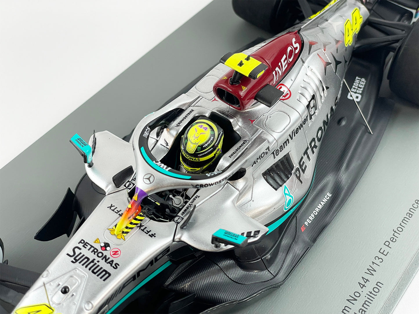 2022 Mercedes F1 W13 #44 Lewis Hamilton USA Miami GP Special Livery 1:18 Spark