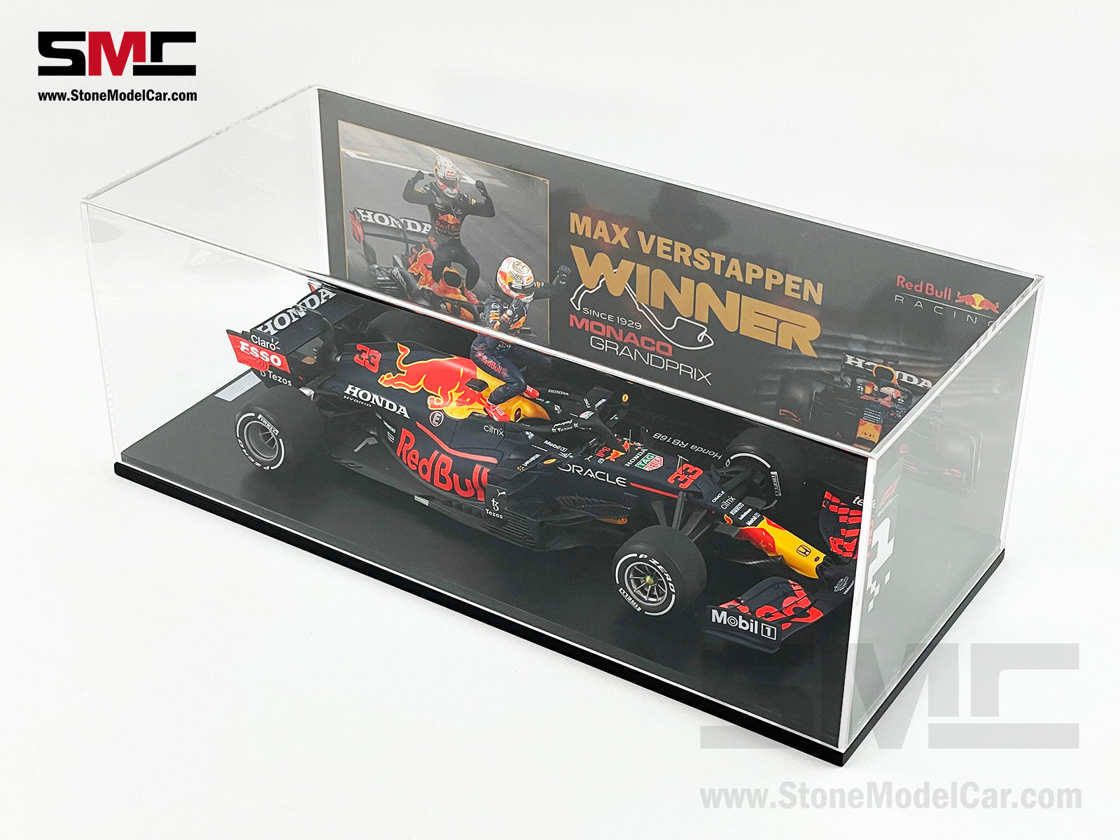 2021 F1 World Champion #33 Max Verstappen Red Bull RB16B Monaco GP 1:18  Spark with Figure