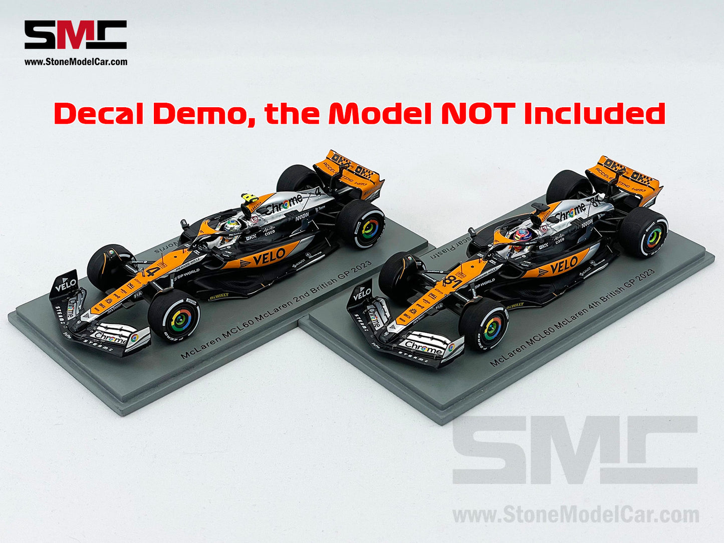 Decal for 1:18 McLaren F1 MCL60 #4 L. Norris #81 O. Piastri British GP 2023 Special Livery Spark