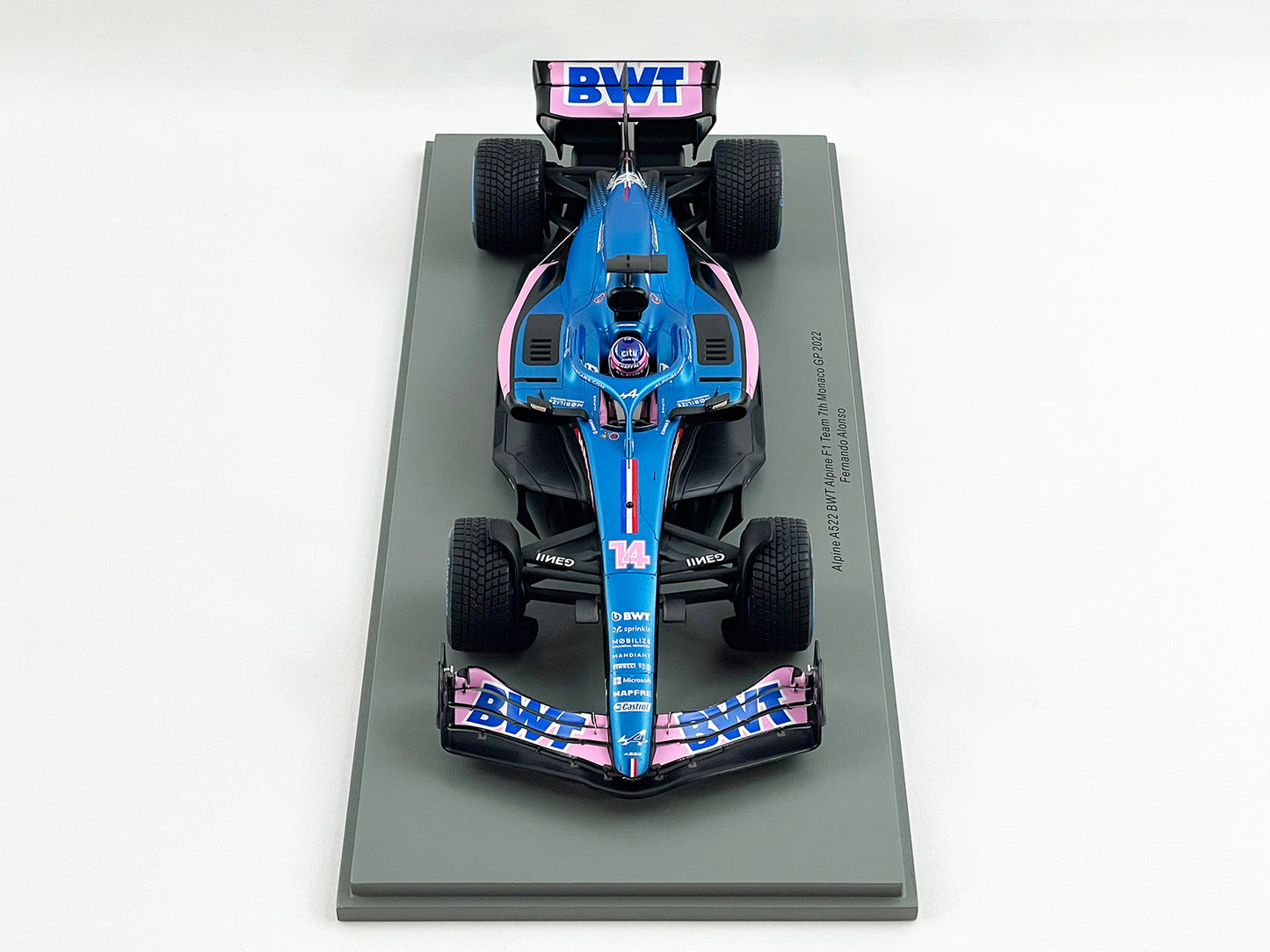 2022 Alpine Renault BWT F1 A522 #14 Fernando Alonso Monaco GP 1:18 Spark 18S750