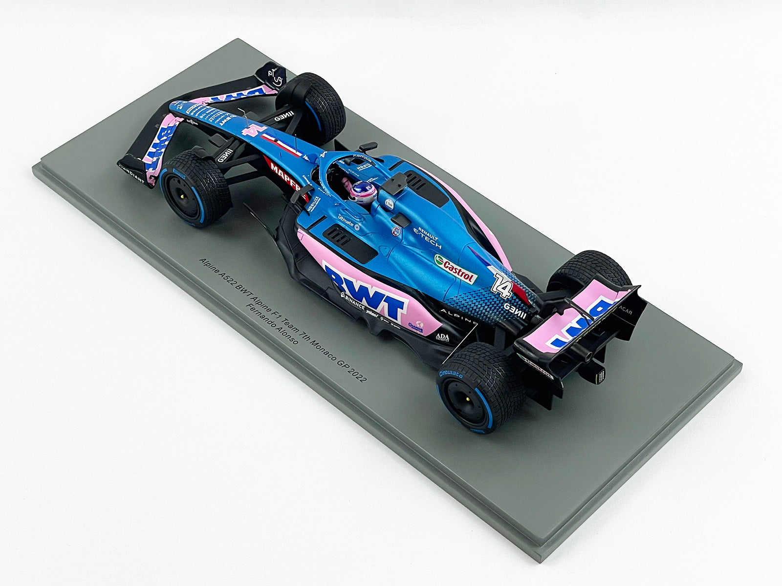 2022 Alpine Renault BWT F1 A522 #14 Fernando Alonso Monaco GP 1:18 Spark  18S750