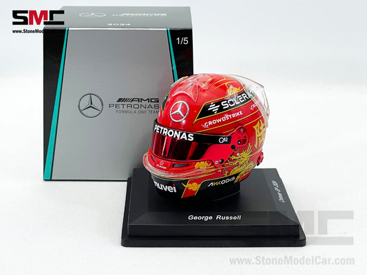 Mercedes F1 W15 #63 George Russell Chinese GP 2024 Spark 1:5 Miniature Special Helmet