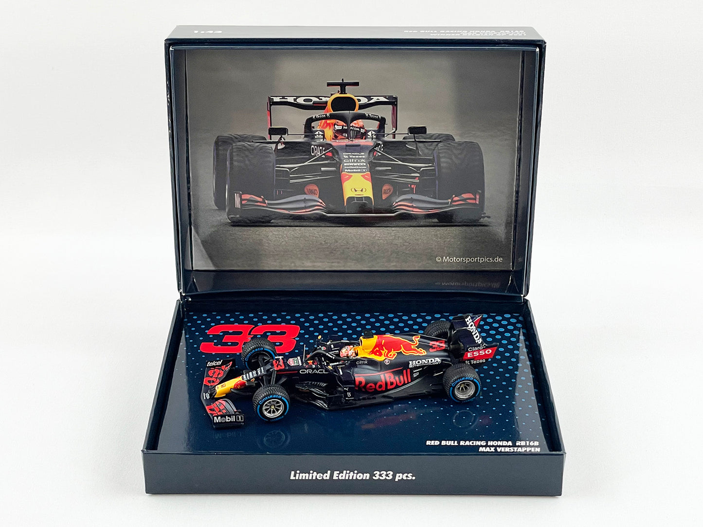 2021 F1 World Champion #33 Max Verstappen Red Bull RB16B Belgian SPA 1:43 MINICHAMPS Gift Box