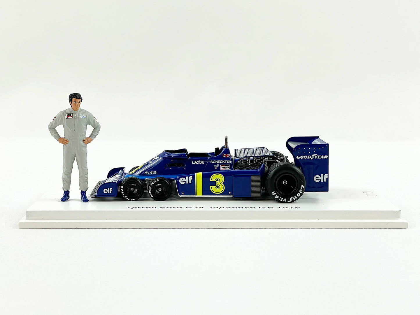 Tyrrell F1 P34 #3 Jody Scheckter Japan GP 1976 1:43 Spark 6 Wheels with Figure