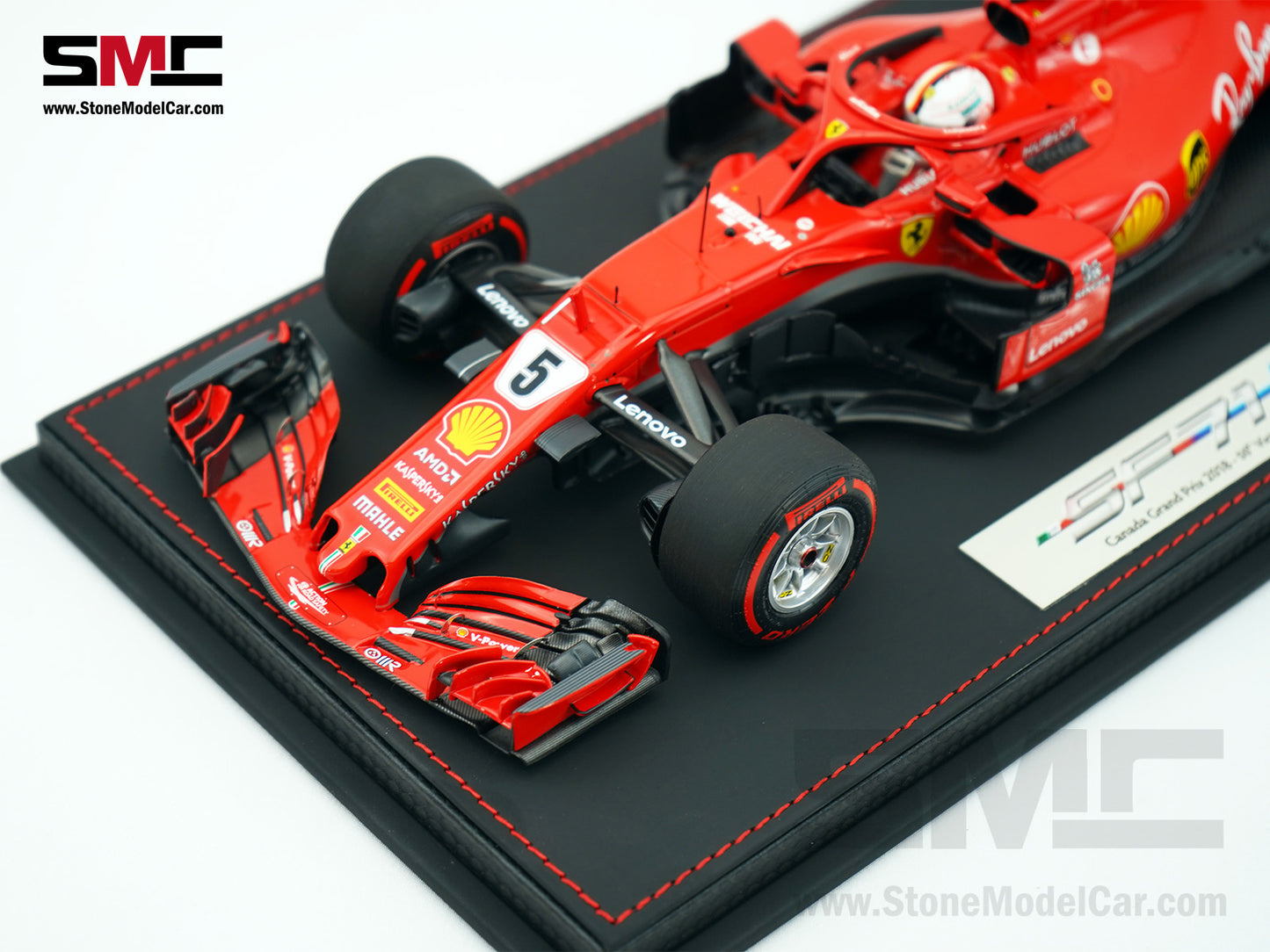 Ferrari F1 SF71H #5 Sebastian Vettel Canada GP 2018 50th Win 1:18 BBR Leather Base LE 8pcs