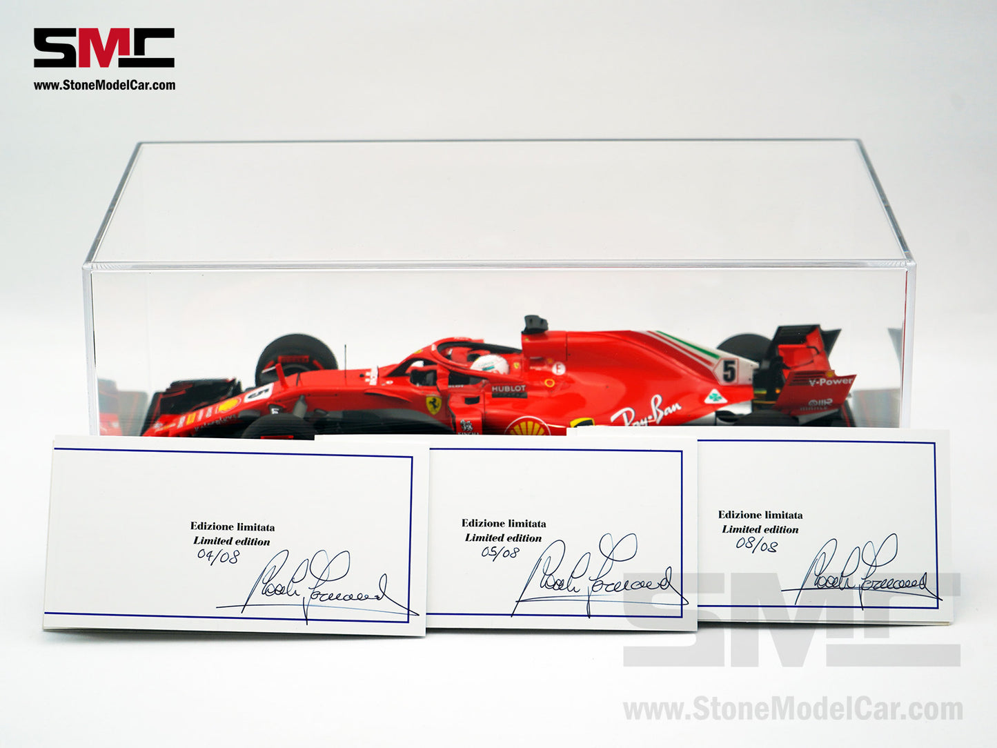 Ferrari F1 SF71H #5 Sebastian Vettel Canada GP 2018 50th Win 1:18 BBR Leather Base LE 8pcs