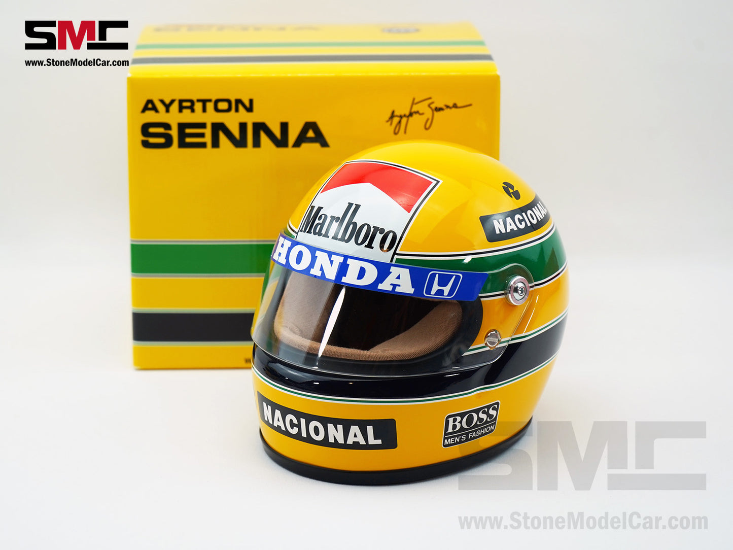 Mclaren MP4/4 #12 Ayrton Senna 1988 F1 World Champion 1:2 Miniature Helmet with Decal