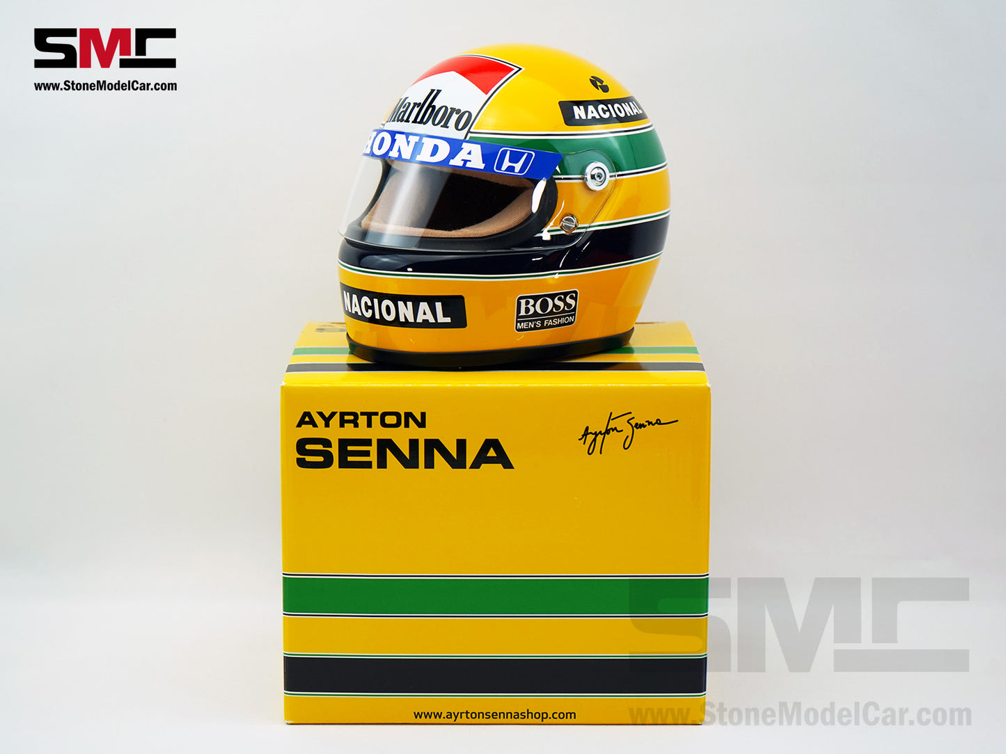 Mclaren MP4/4 #12 Ayrton Senna 1988 F1 World Champion 1:2 Miniature Helmet with Decal