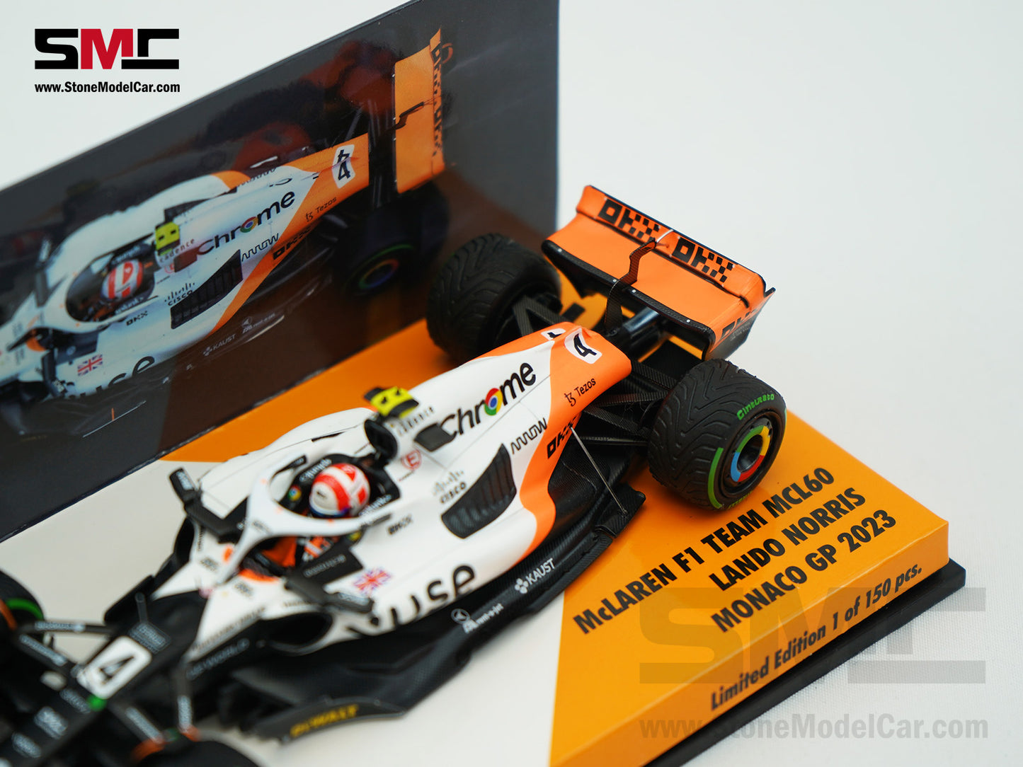 Mclaren F1 MCL60 #4 Lando Norris Monaco GP 2023 Triple Crown Livery 1:43 MINICHAMPS High Box