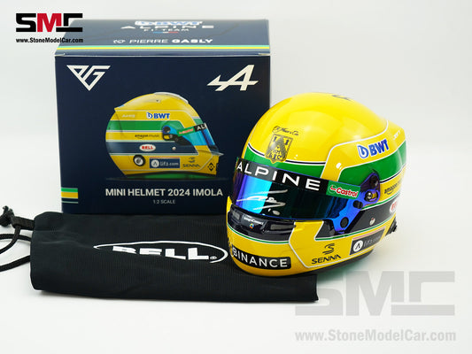 Alpine Renault F1 A524 #10 Pierre Gasly SIGNED Imola GP 2024 Ayrton Senna Tribute Bell 1:2 Helmet