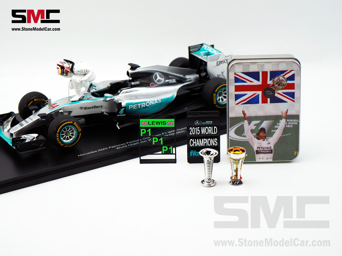 2015 3x World Champion Mercedes F1 W06 #44 Lewis Hamilton US GP 1:18 Spark Special Figure Edition