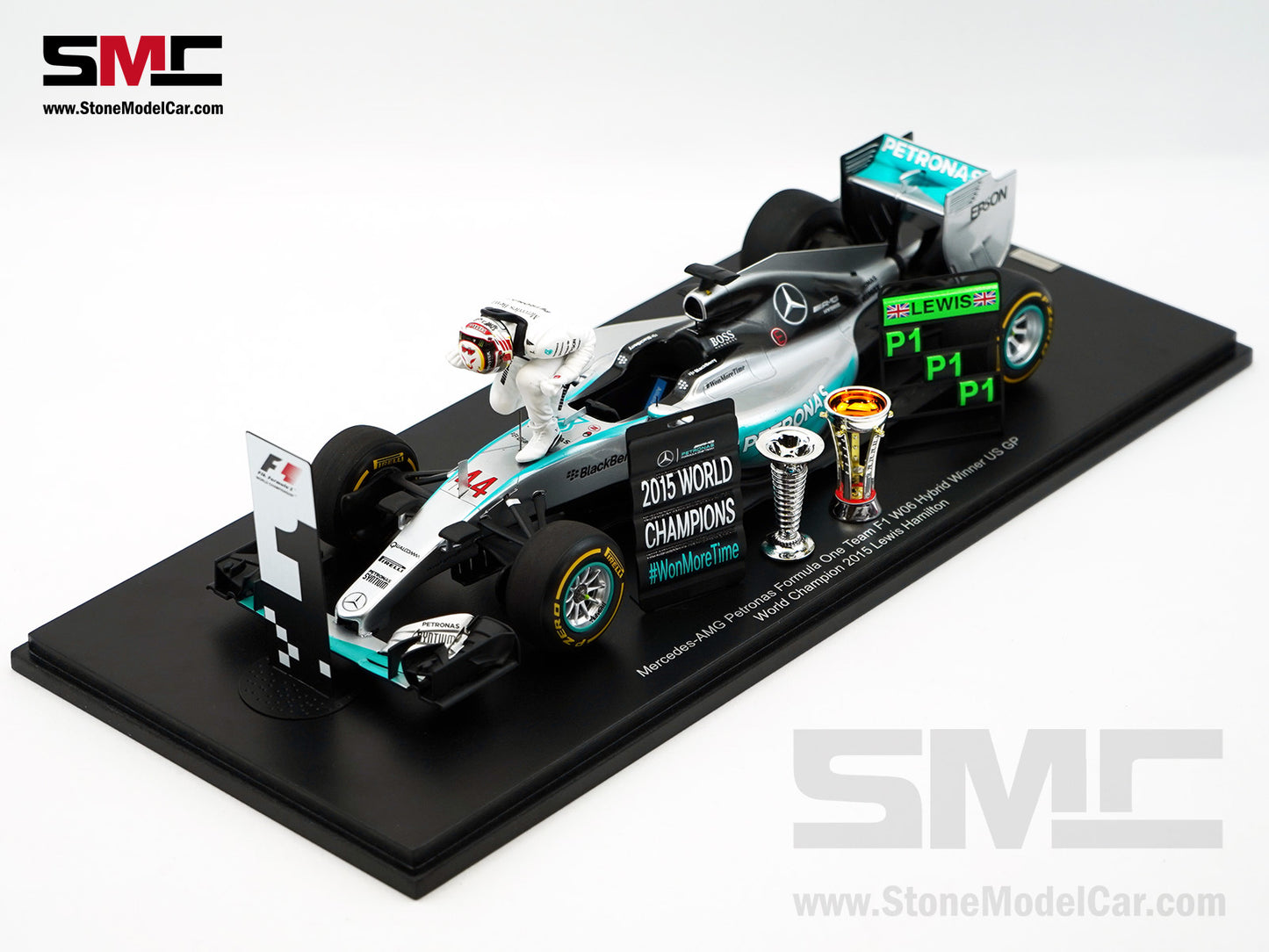 2015 3x World Champion Mercedes F1 W06 #44 Lewis Hamilton US GP 1:18 Spark Special Figure Edition