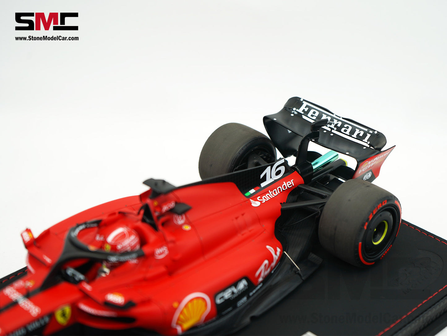 Ferrari F1 SF-23 #16 Charles Leclerc Belgium SPA GP 2023 BBR 1:18 with Leather Base