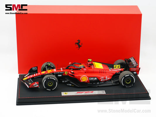 Ferrari F1 SF-23 #55 Carlos Sainz Italy Monza GP 2023 BBR 1:18 with Leather Base