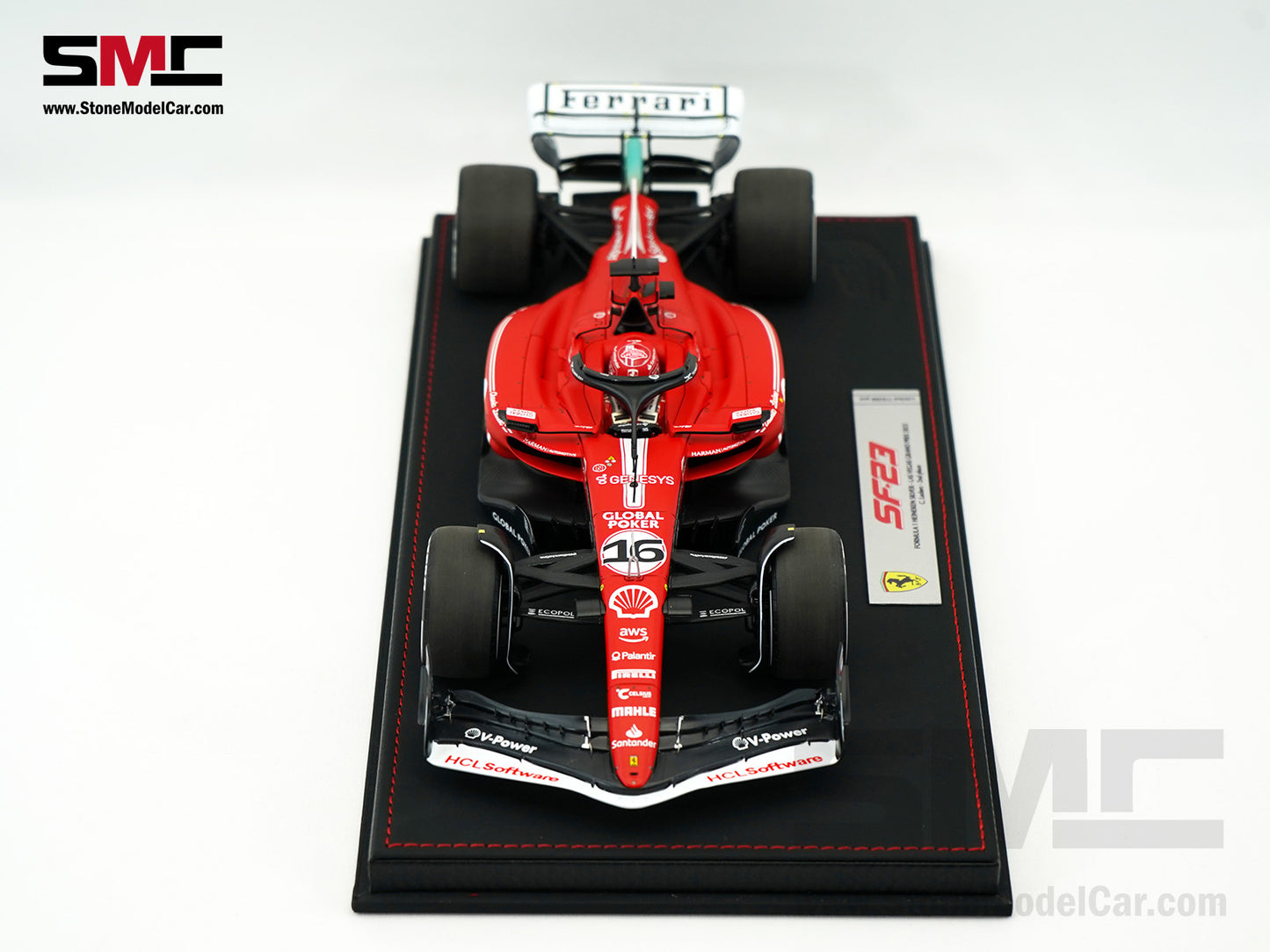 Ferrari F1 SF-23 #16 Charles Leclerc Las Vegas GP 2023 BBR 1:18 with Leather Base