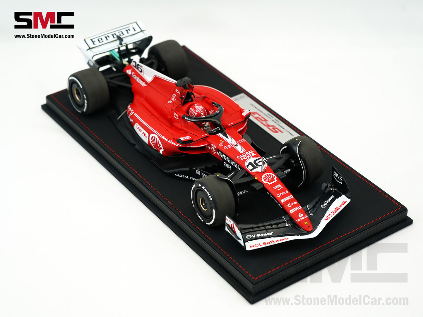 Ferrari F1 SF-23 #16 Charles Leclerc Las Vegas GP 2023 BBR 1:18 with Leather Base