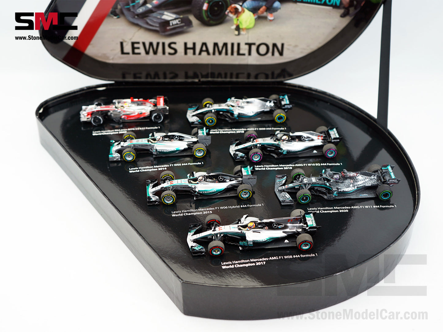 2020 7x World Champion Mercedes F1 #44 Lewis Hamilton 7-Car Set 1:43 MINICHAMPS Gift Box