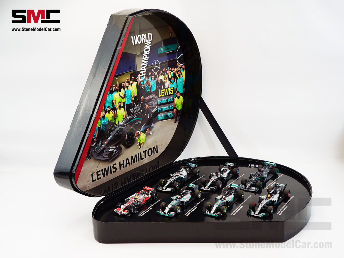 2020 7x World Champion Mercedes F1 #44 Lewis Hamilton 7-Car Set 1:43 MINICHAMPS Gift Box