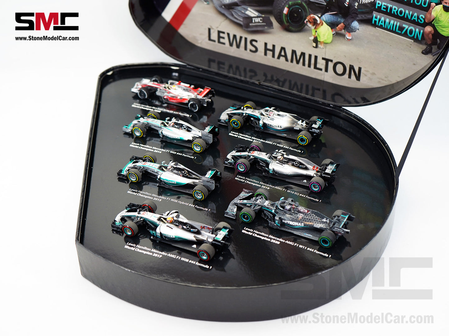 2020 7x World Champion Mercedes F1 #44 Lewis Hamilton 7-Car Set 1:43 MINICHAMPS Gift Box