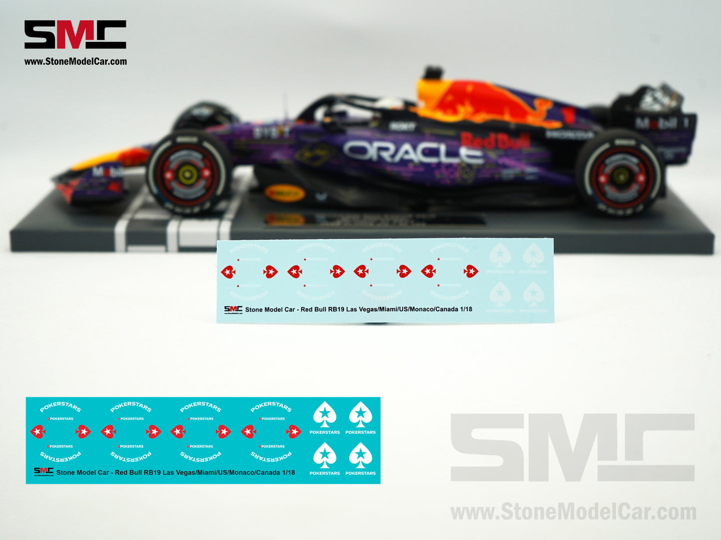 Decal for Red Bull F1 RB19 #1 Max Verstappen US Las Vegas / Miami / Austin / Monaco / Canada GP 2023 1:18 Spark & MINICHAMPS