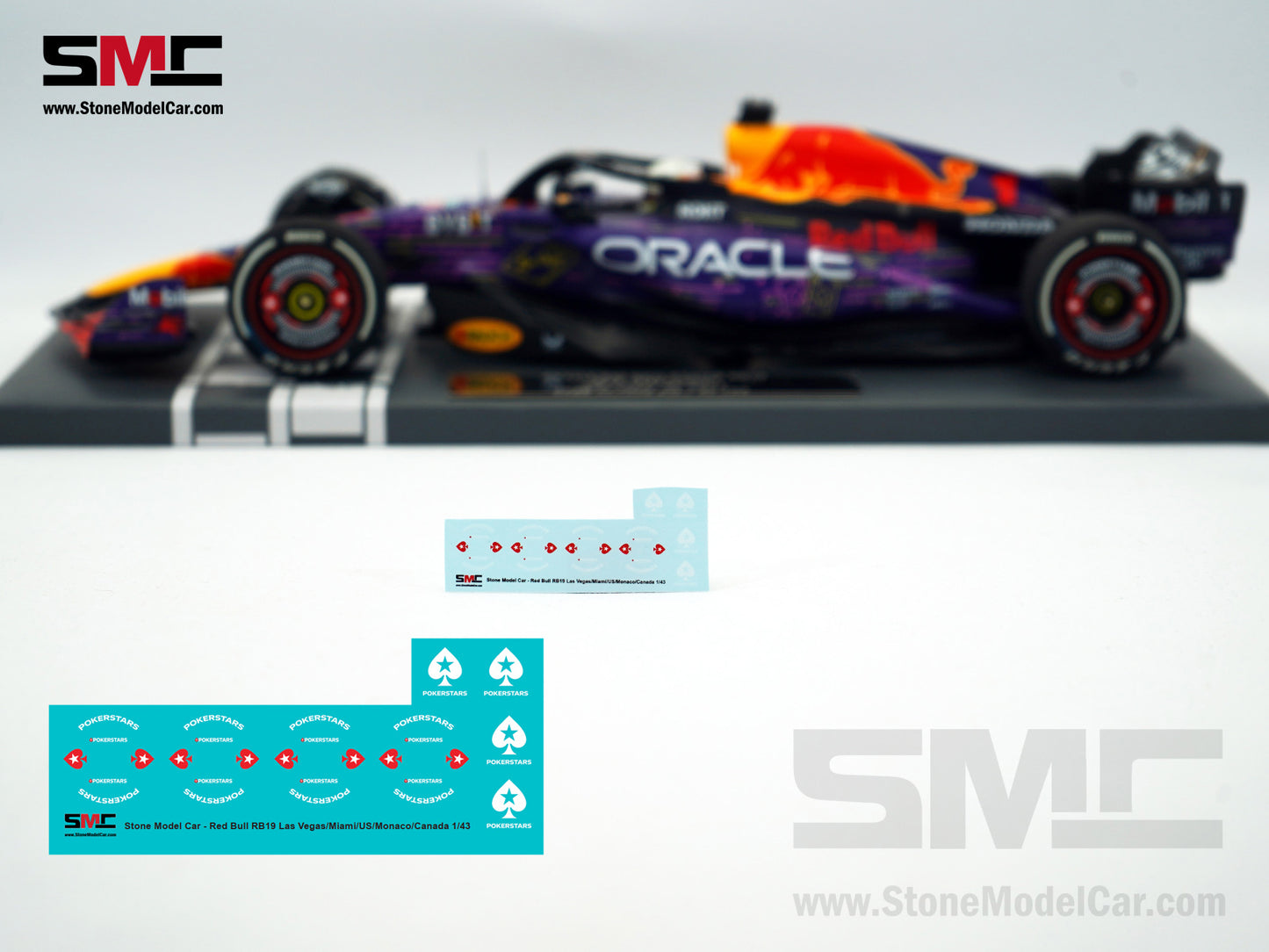 Decal for Red Bull F1 RB19 #1 Max Verstappen US Las Vegas / Miami / Austin / Monaco / Canada GP 2023 1:43 Spark & MINICHAMPS