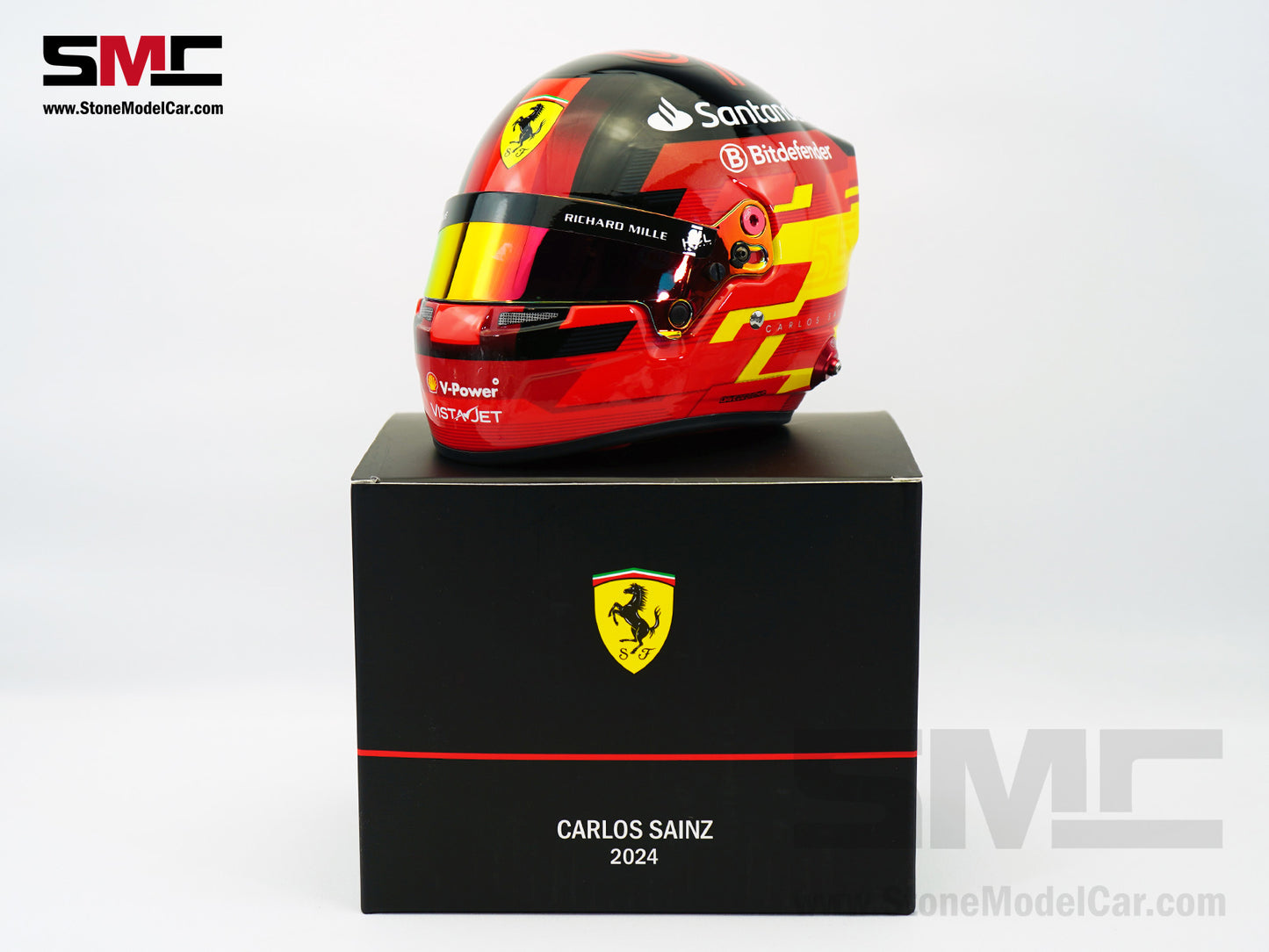 Ferrari SF-24 #55 Carlos Sainz Season 2024 Bell 1:2 Miniature Helmet Model