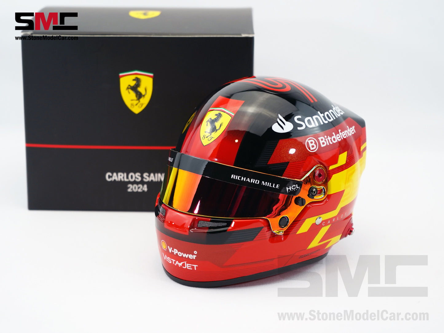 Ferrari SF-24 #55 Carlos Sainz Season 2024 Bell 1:2 Miniature Helmet Model