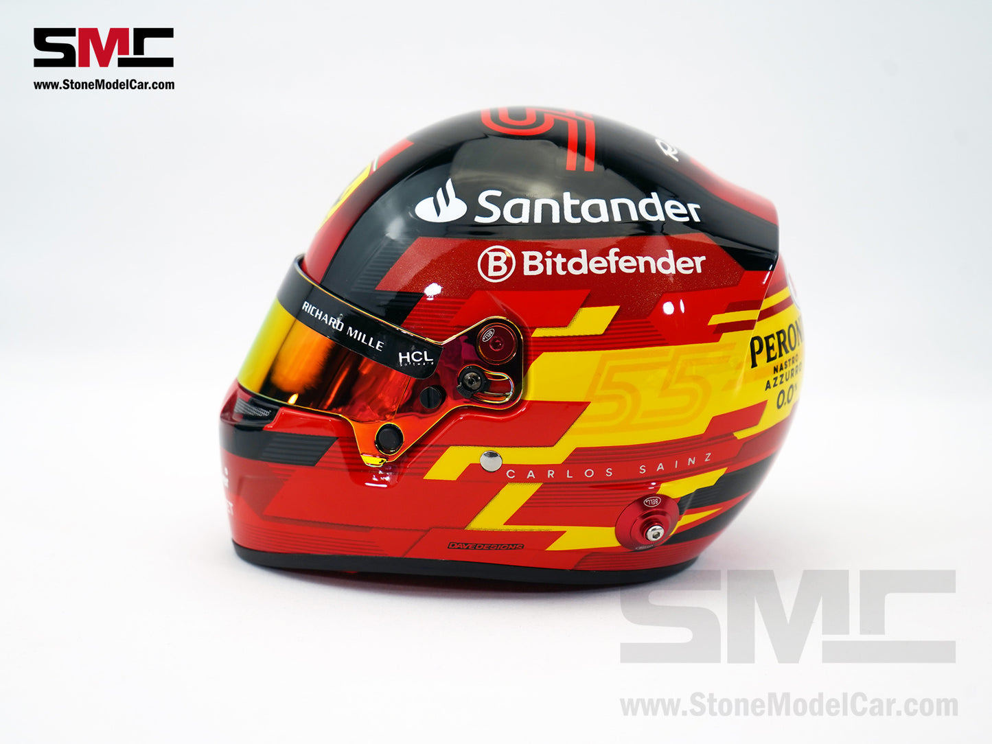 Ferrari SF-24 #55 Carlos Sainz Season 2024 Bell 1:2 Miniature Helmet Model