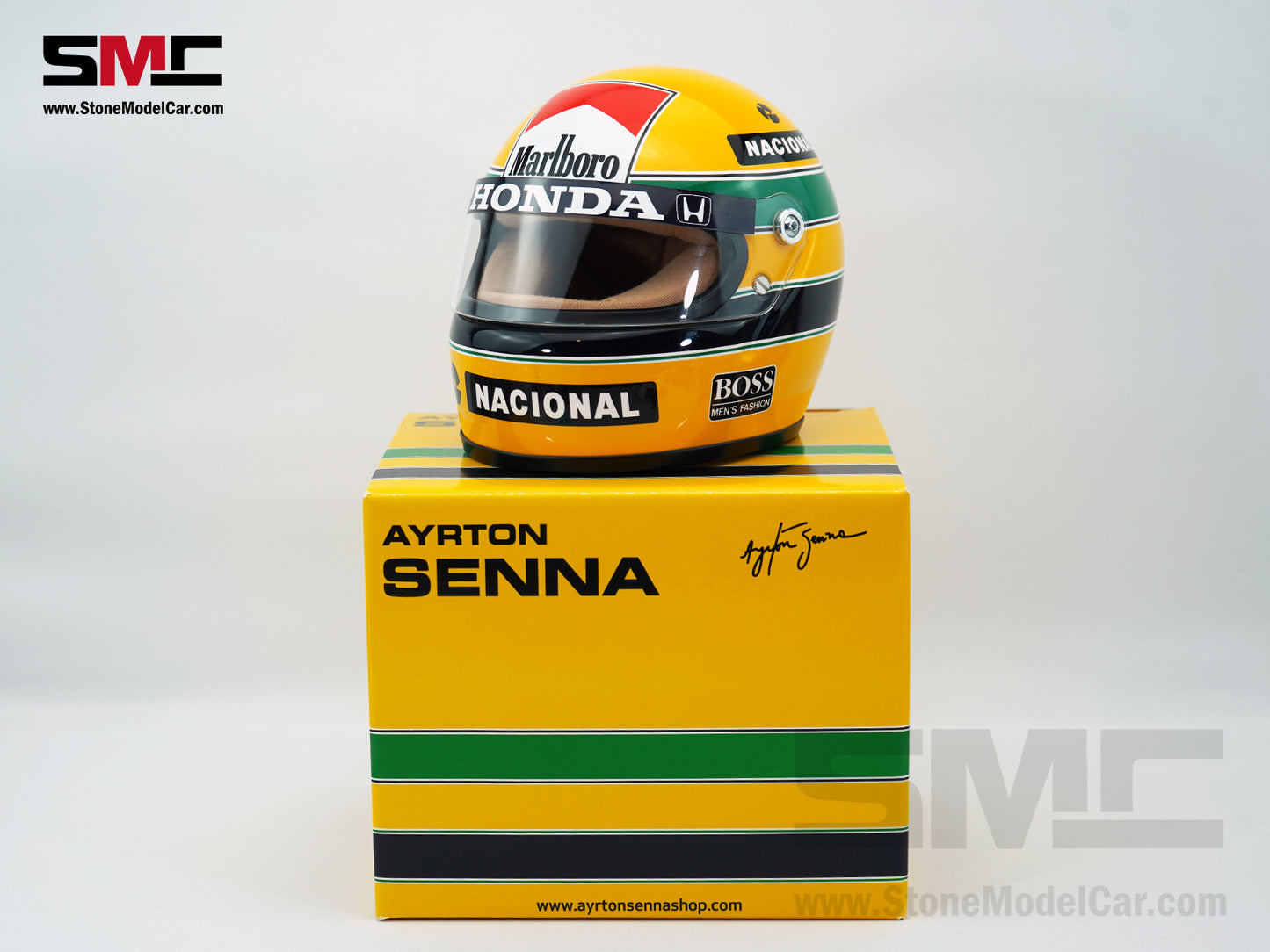 Mclaren MP4/4 #12 Ayrton Senna 1988 F1 World Champion 1:2 Miniature Helmet with Premium Decal