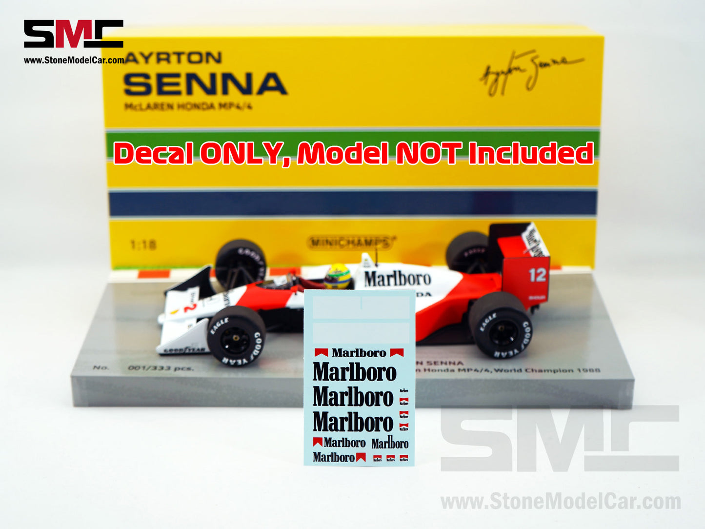 Decal for 1:18 MINICHAMPS Mclaren F1 MP4/4 Ayrton Senna Japan 1988 World Champion